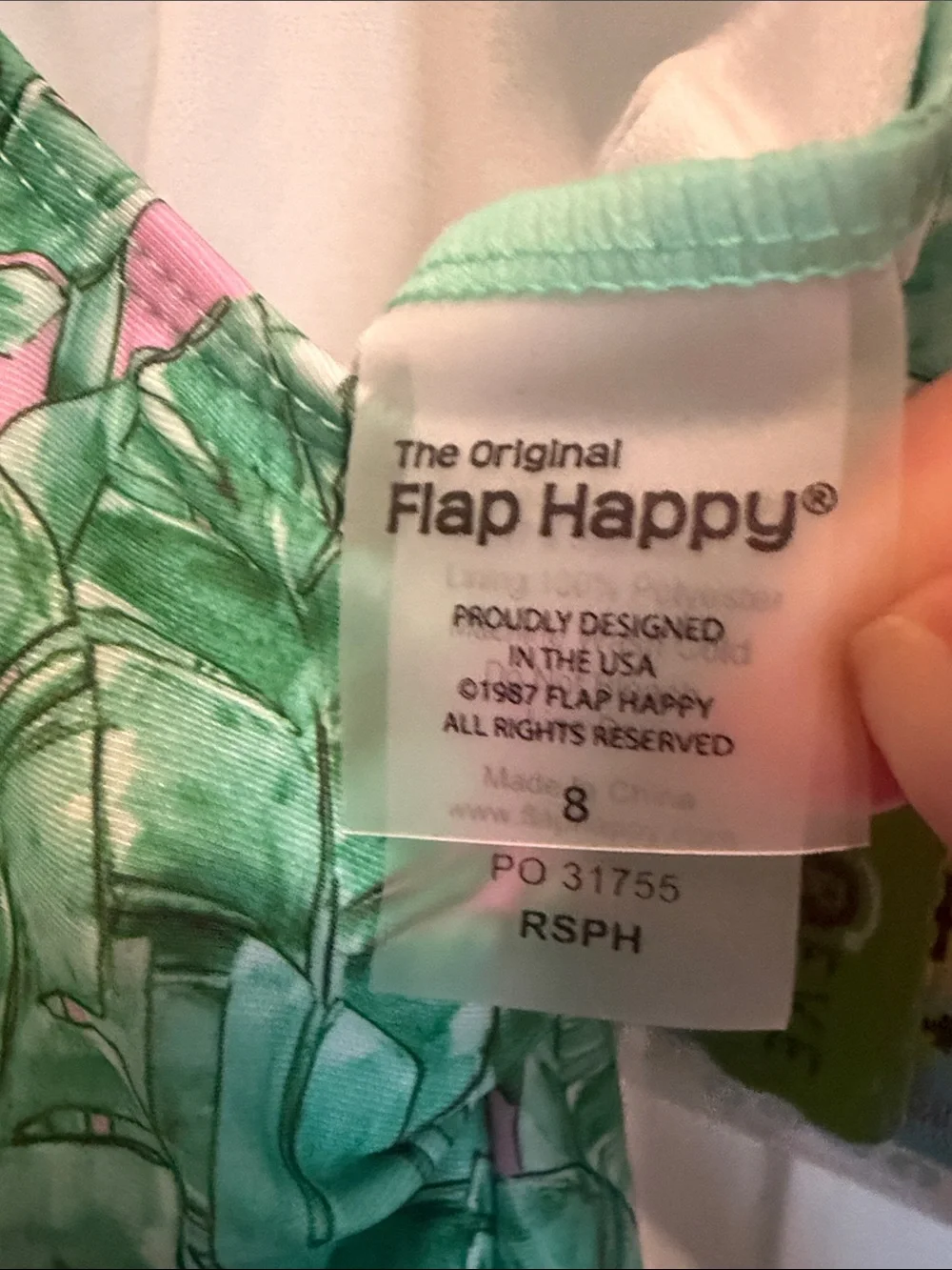 Flap Happy Girls NEW size 8  Tropical Leaf One-Piece Swimsuit with Pink Accents